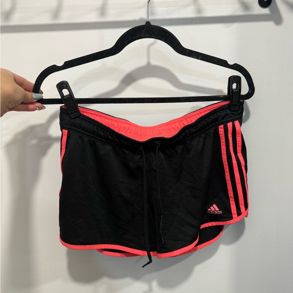 Adidas Women's Black Shorts with Pink Trim